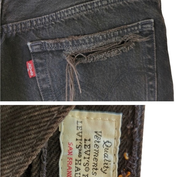 Levi's 501 Shredded Distressed Butt Slit Jeans - Picture 4 of 5